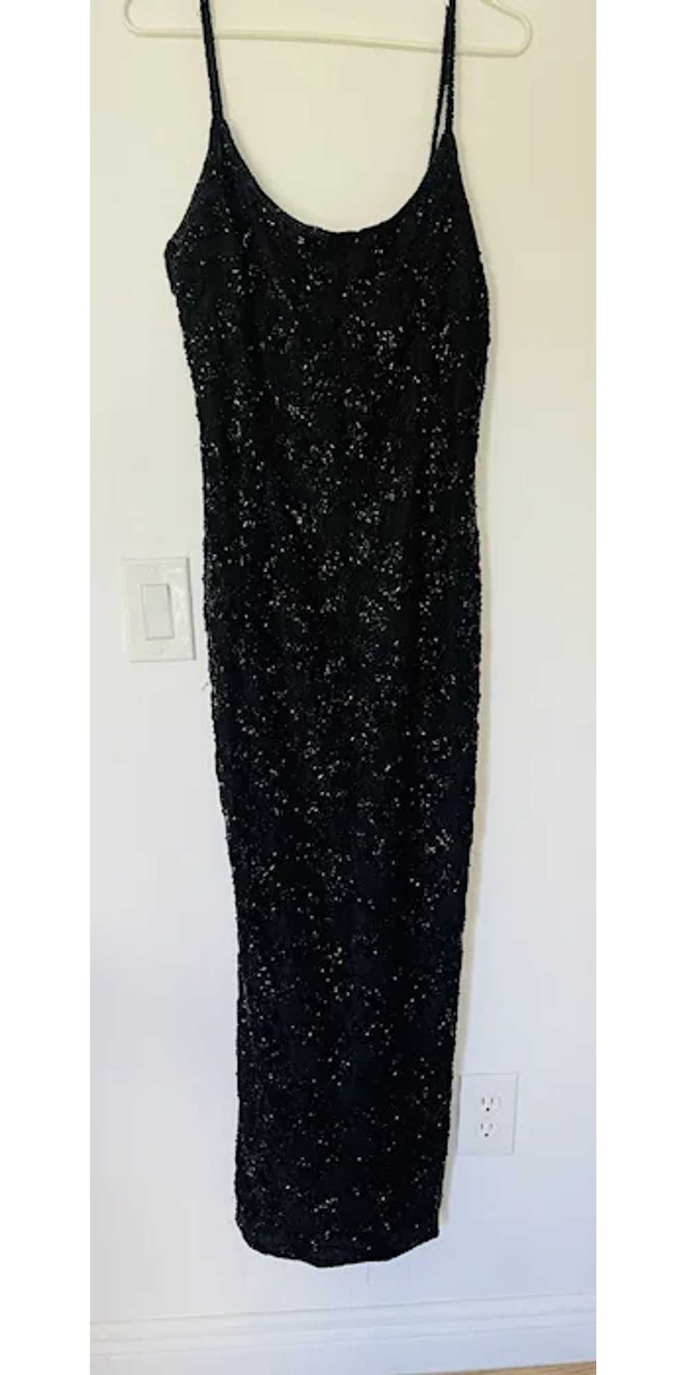 Vintage Black Beaded Evening Dress Size 12 - image 2