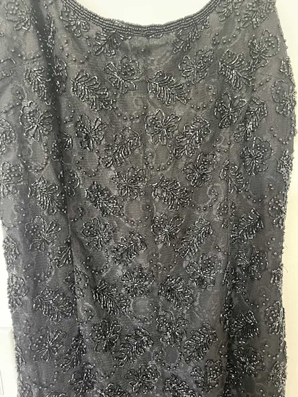 Vintage Black Beaded Evening Dress Size 12 - image 3