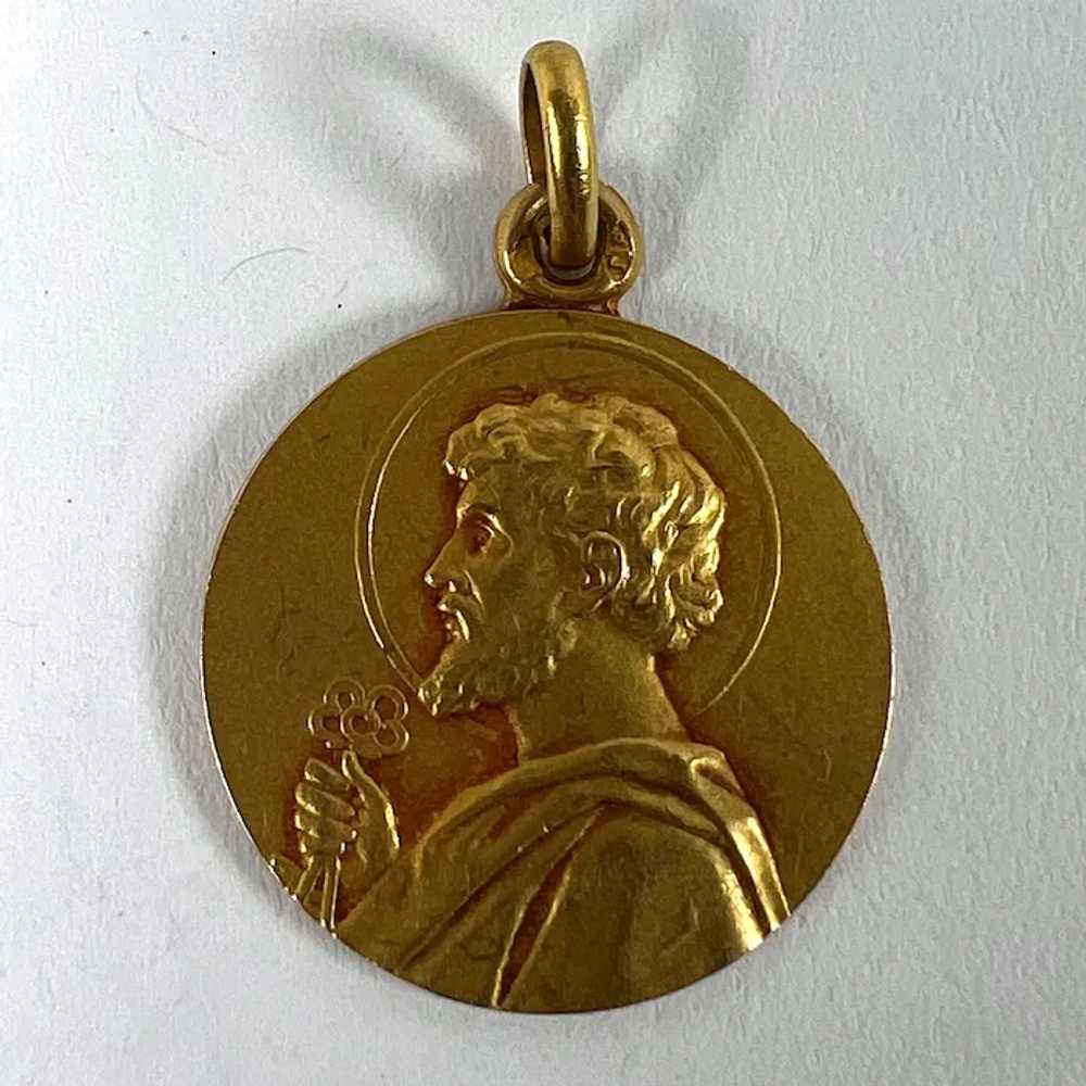 French Saint Peter 18K Yellow Gold Charm Pendant … - image 11