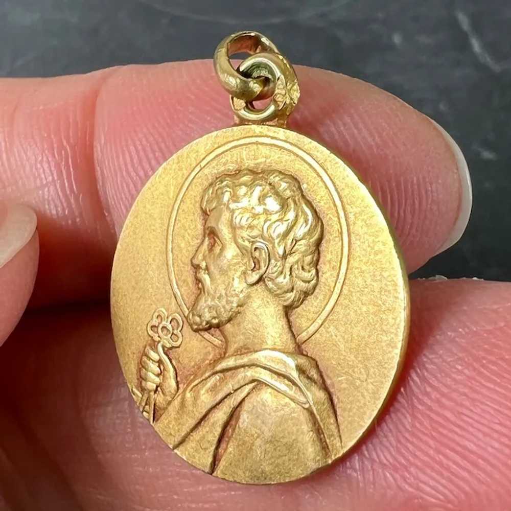 French Saint Peter 18K Yellow Gold Charm Pendant … - image 6