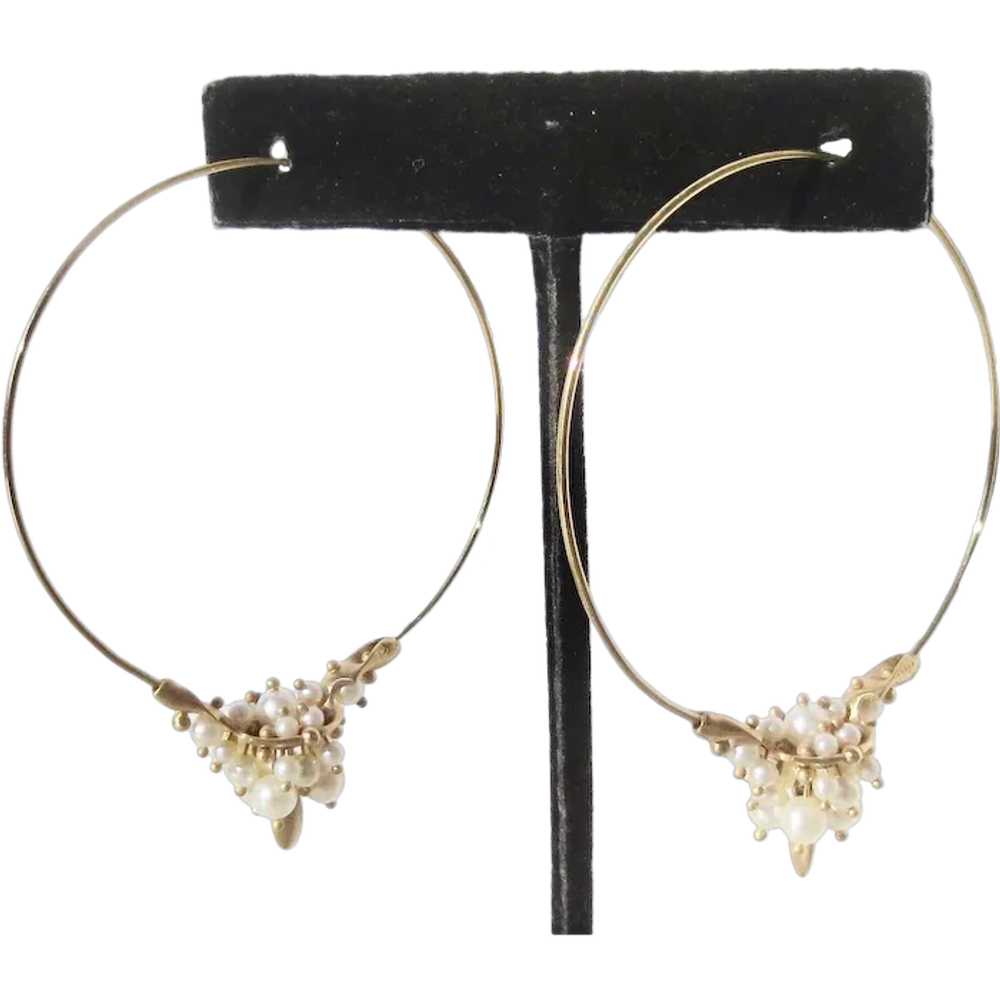 Gilt Metal Hoop Earrings - image 1