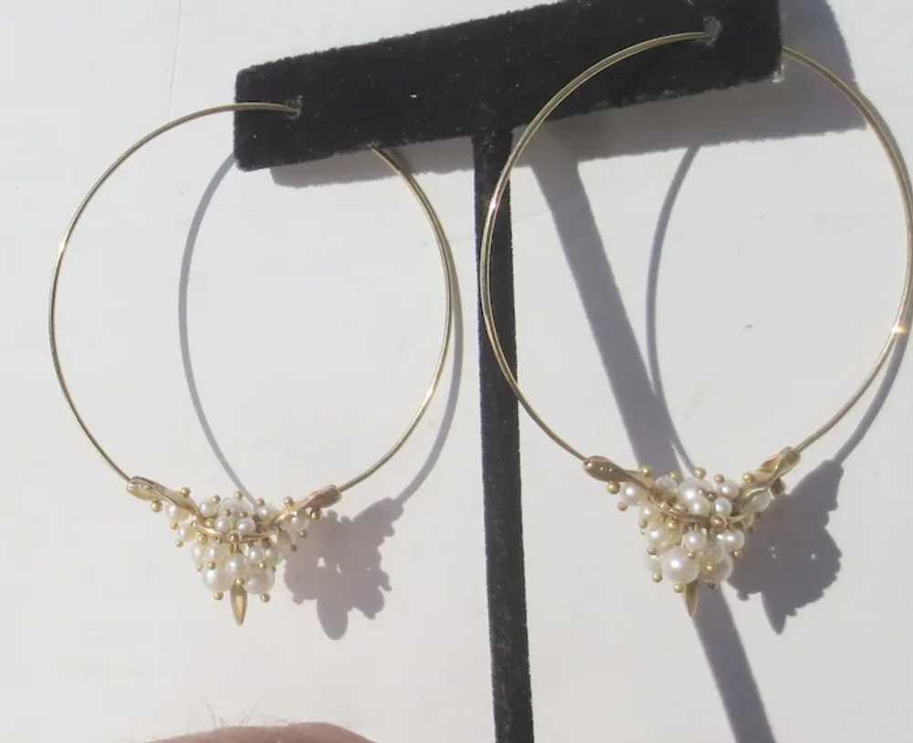 Gilt Metal Hoop Earrings - image 3