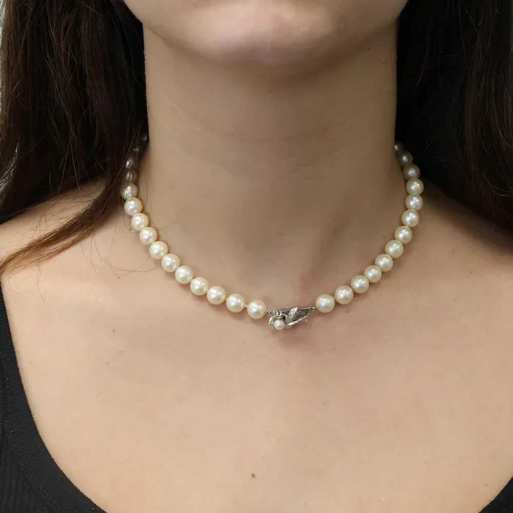 Vintage Freshwater Pearl Choker Necklace 14K Whit… - image 2