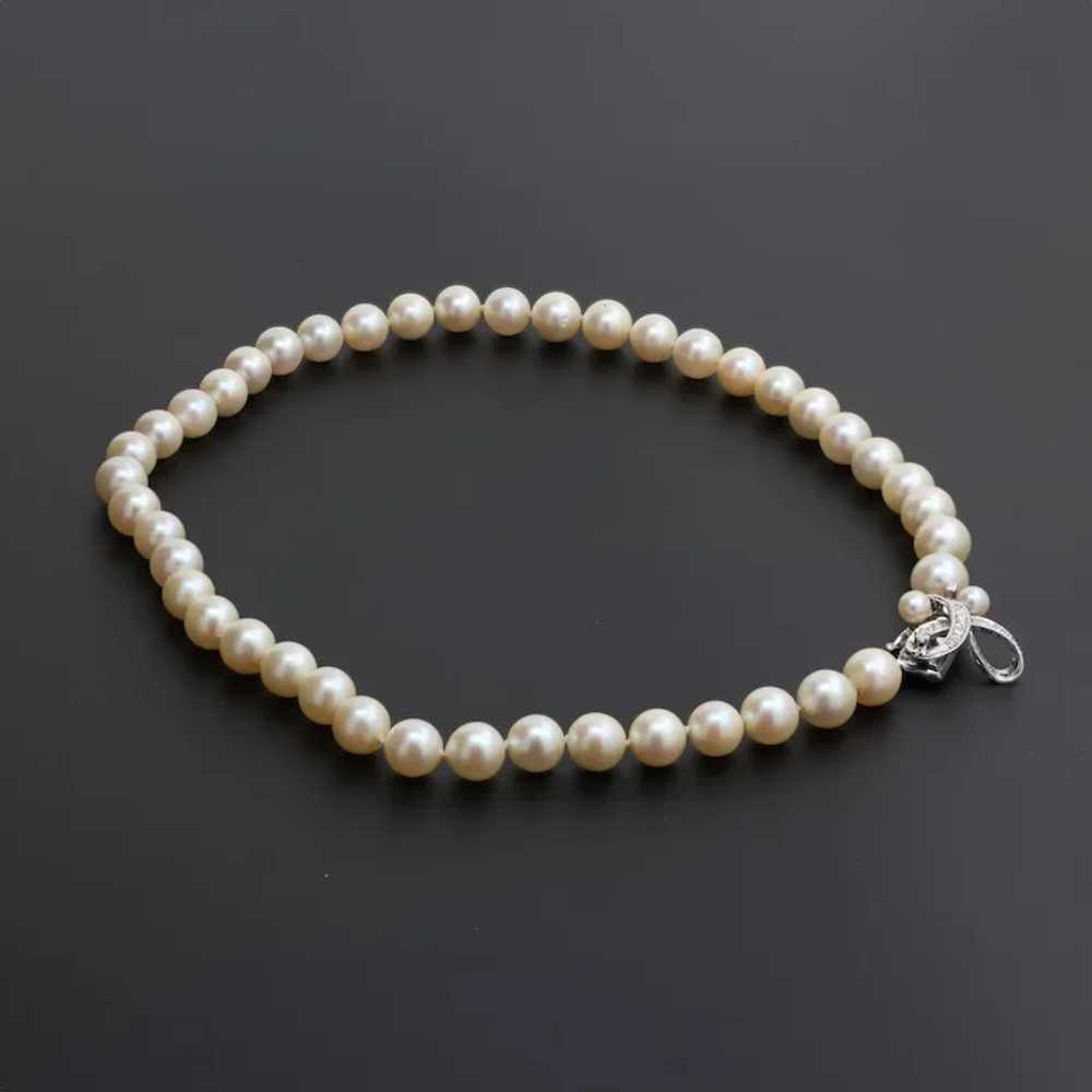 Vintage Freshwater Pearl Choker Necklace 14K Whit… - image 4