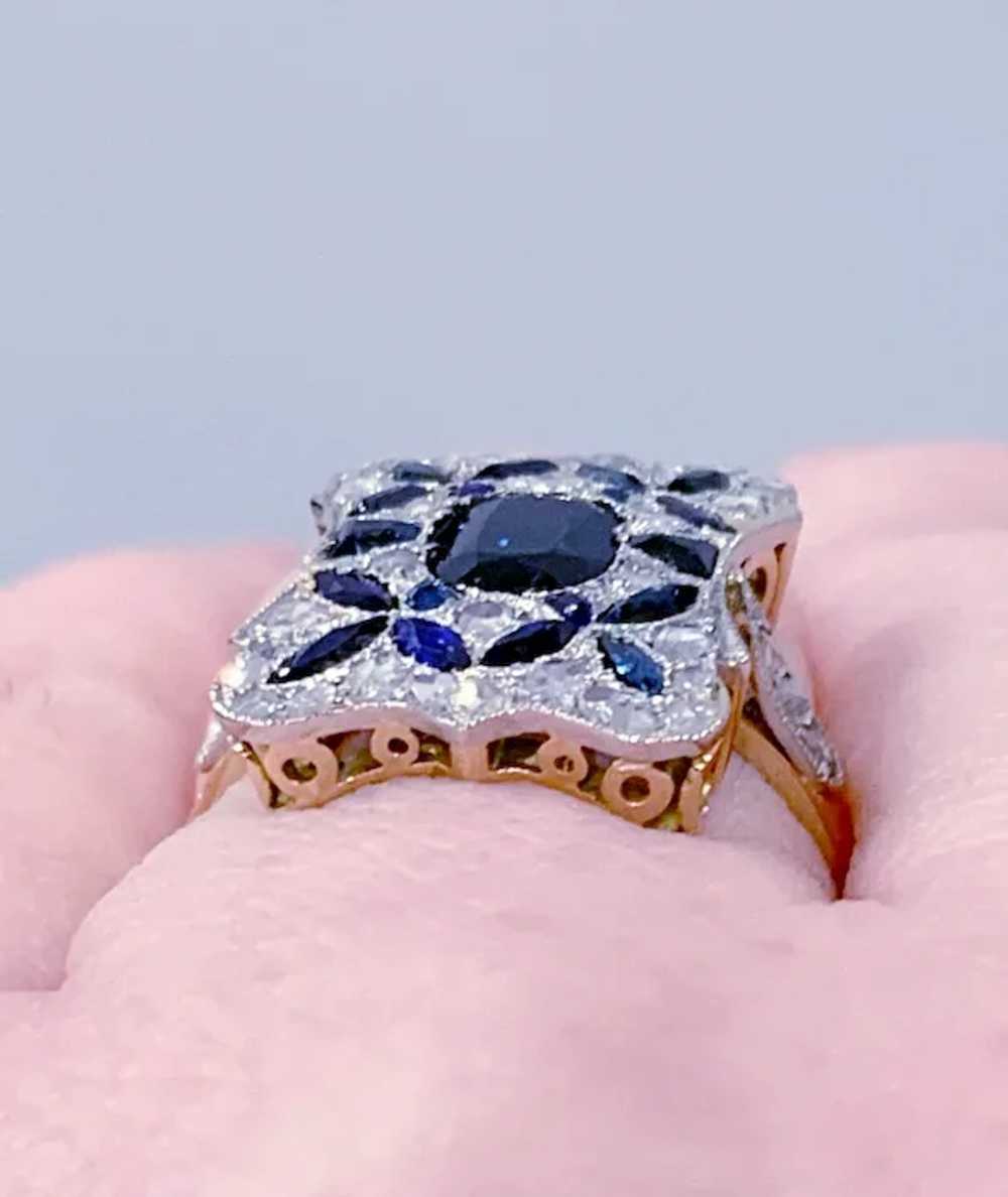 Antique Edwardian Sapphire Diamond 18K Gold Art D… - image 4