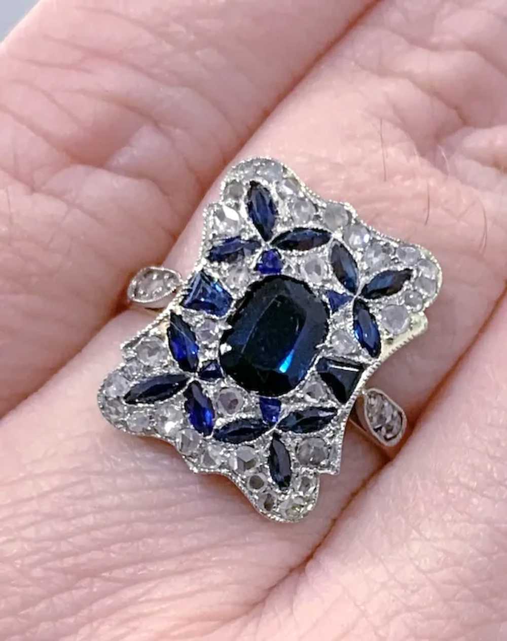 Antique Edwardian Sapphire Diamond 18K Gold Art D… - image 5