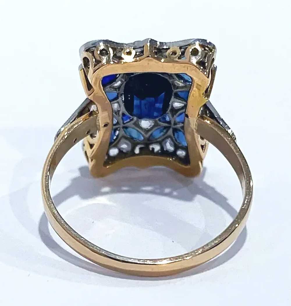 Antique Edwardian Sapphire Diamond 18K Gold Art D… - image 6