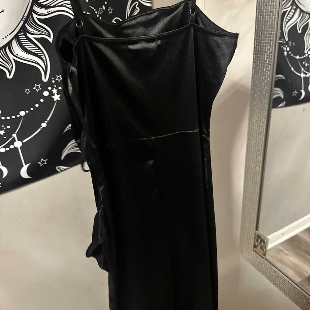 Black flowing silk long dress - image 3