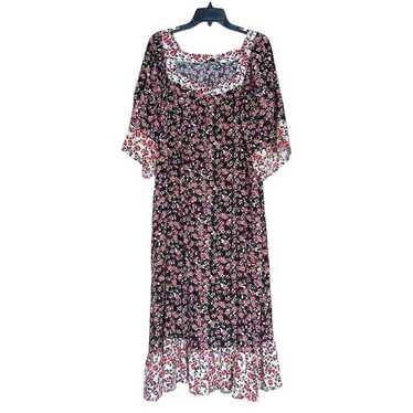 Suzanne Betro Dress XL Floral Black Pink Short Wi… - image 1