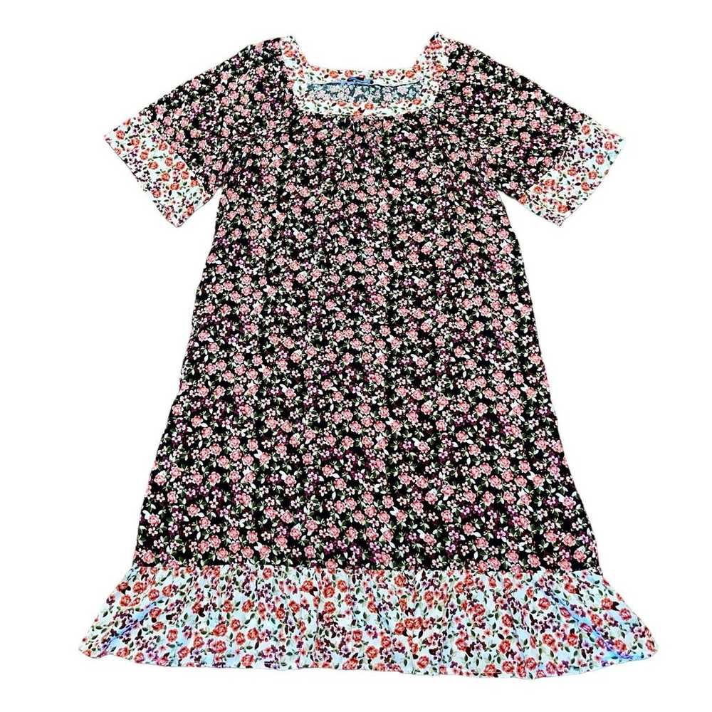 Suzanne Betro Dress XL Floral Black Pink Short Wi… - image 2