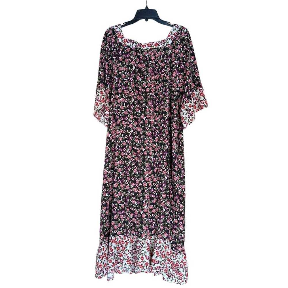 Suzanne Betro Dress XL Floral Black Pink Short Wi… - image 3