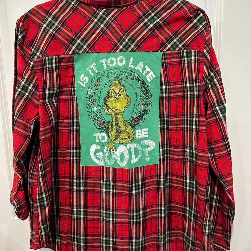 GRINCH is it too late to be good tshirt upcycled … - image 1