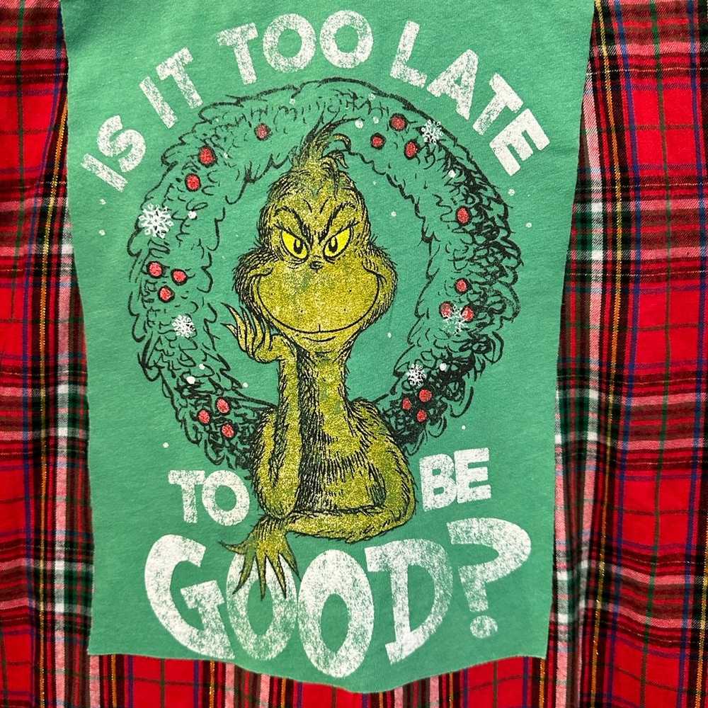 GRINCH is it too late to be good tshirt upcycled … - image 2