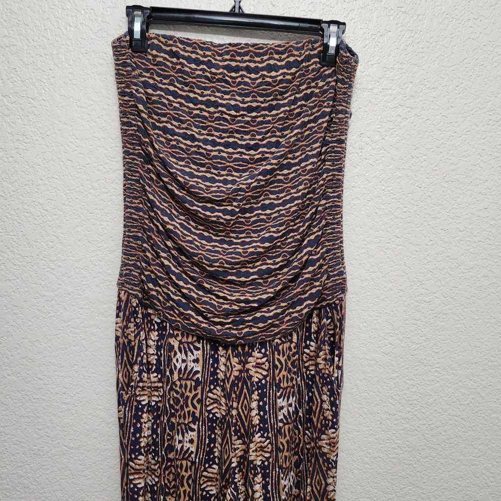 CAbi Brown Black Mosaic Strapless Pleated Jumpsui… - image 2