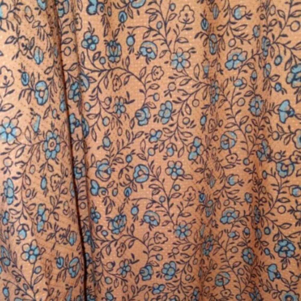 Universal Thread Pumpkin Orange Blue Floral Flutt… - image 3