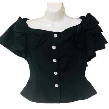VTG Albert Nipon Black Off The Shoulder Evening We