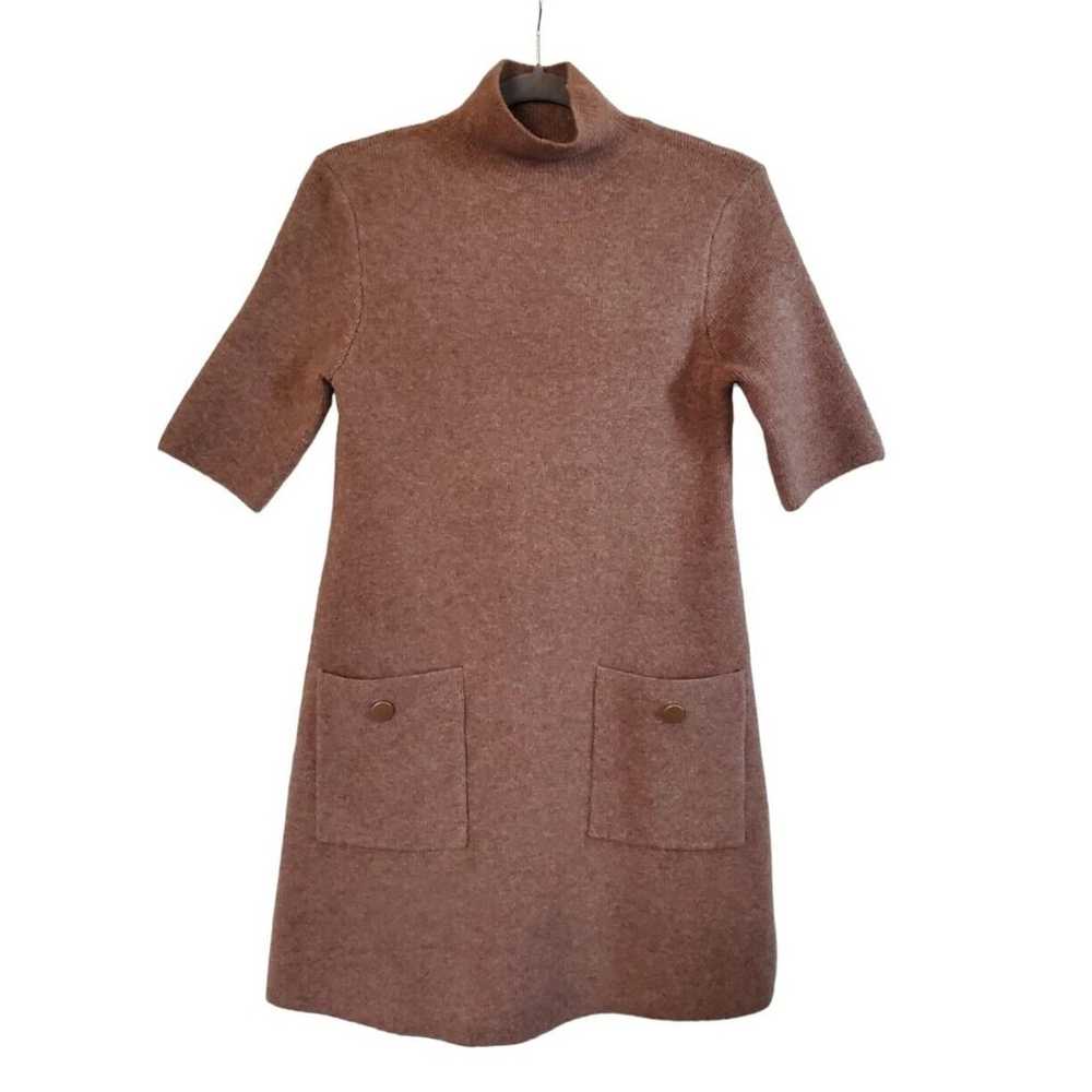 Zara Beige Brown High Neck Wool Blend Pockets Swe… - image 1