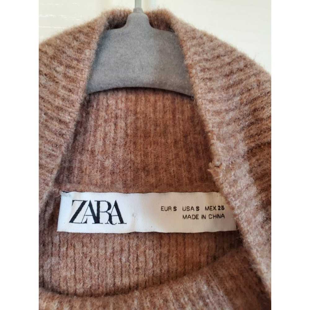 Zara Beige Brown High Neck Wool Blend Pockets Swe… - image 2