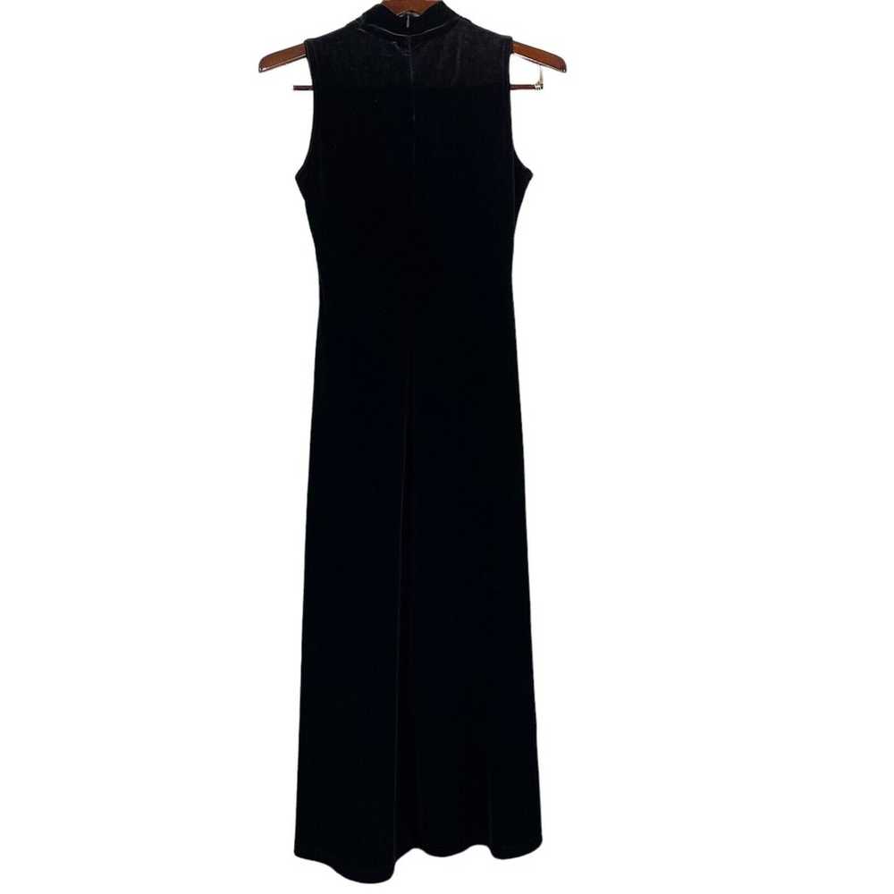 Vintage Black Mock Neck Velour Maxi Dress Sleevel… - image 2