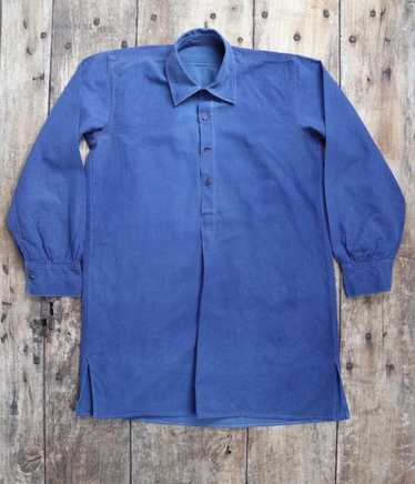【新品】EDIFICE BUREAU  FRENCH SMOCK SHIRTS Antique French Workwear Smock - 1800s 1900s Indigo Blue