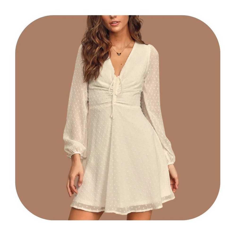 Lulus M white Swiss dot skater dress - image 1