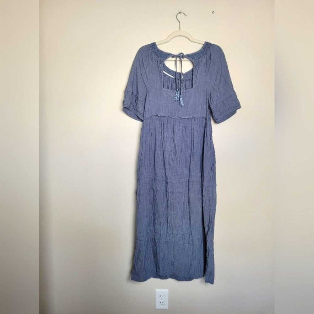 Old Navy Chambray Dress Tiered Boho Tassels Pocke… - image 1