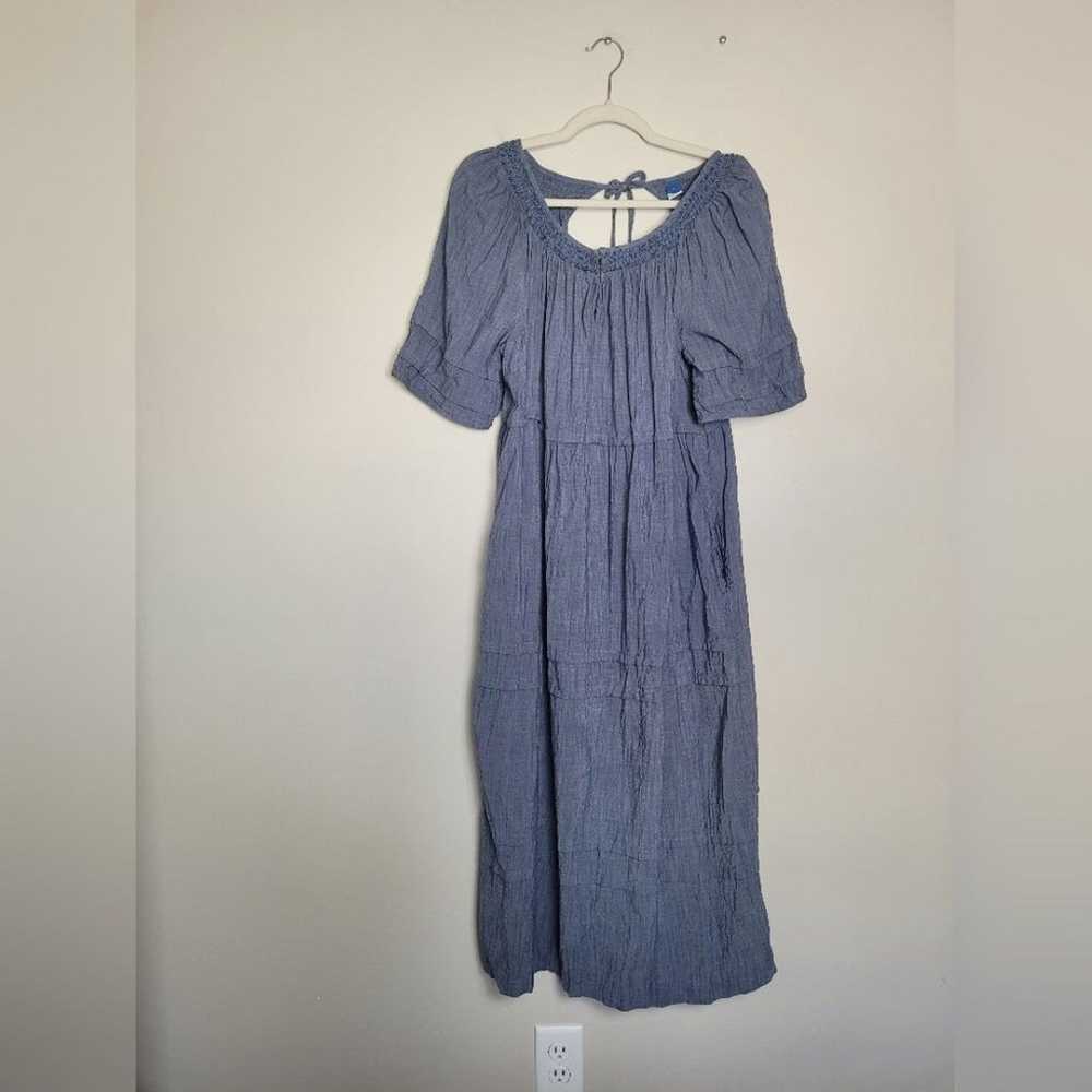 Old Navy Chambray Dress Tiered Boho Tassels Pocke… - image 2