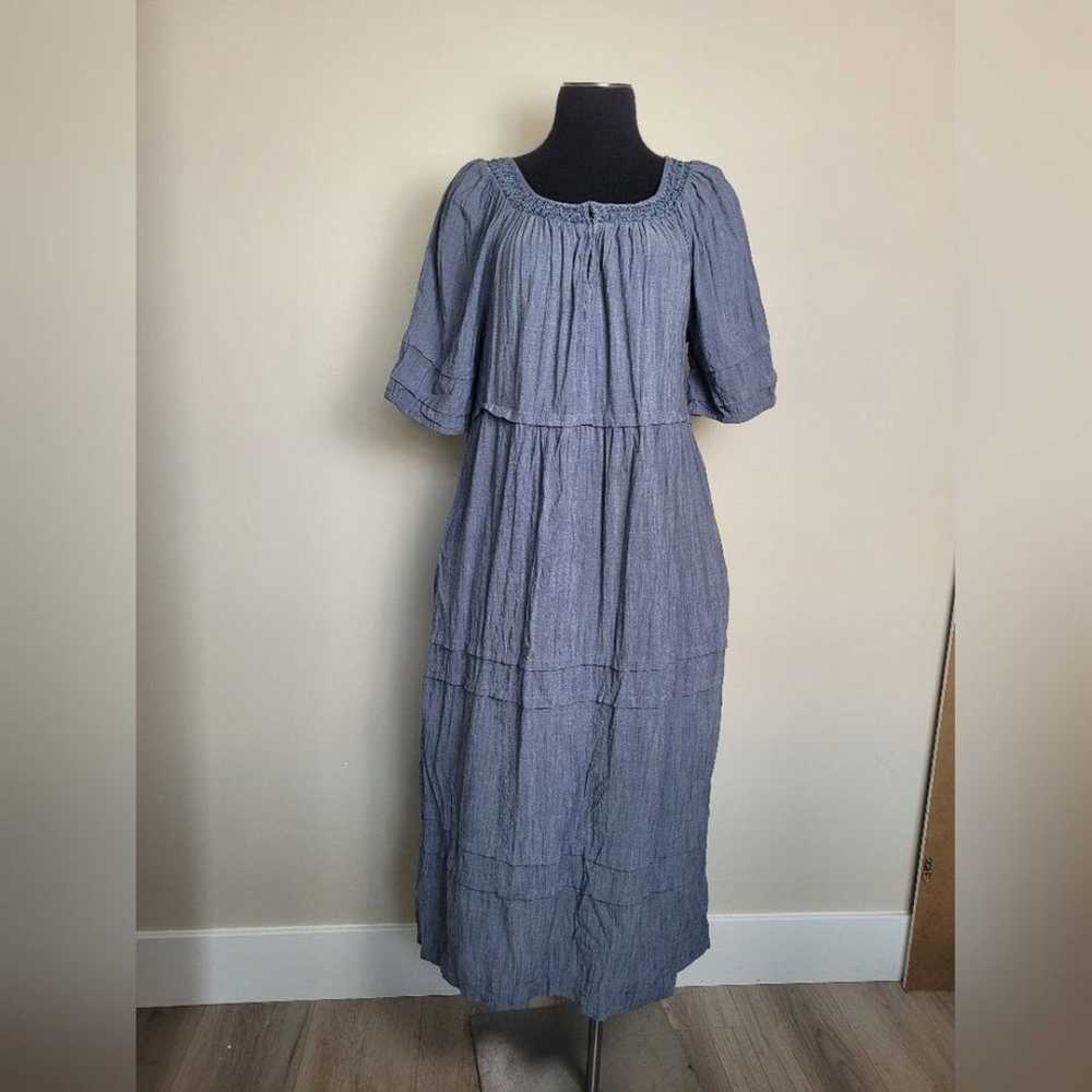 Old Navy Chambray Dress Tiered Boho Tassels Pocke… - image 3