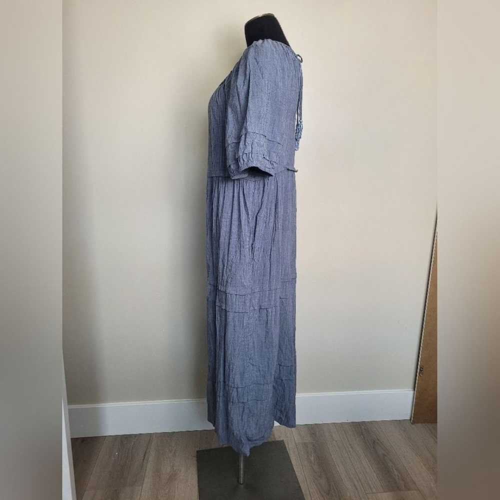 Old Navy Chambray Dress Tiered Boho Tassels Pocke… - image 5