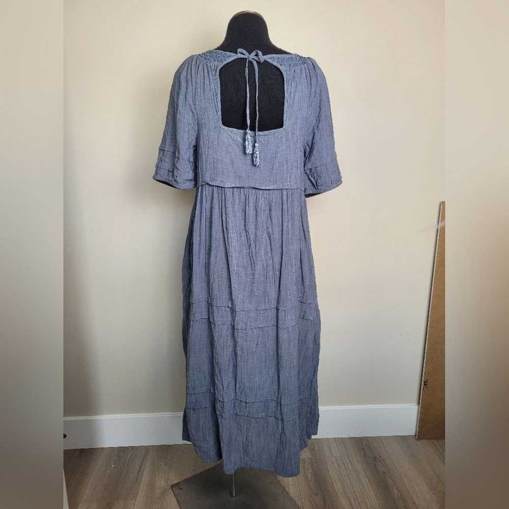 Old Navy Chambray Dress Tiered Boho Tassels Pocke… - image 6