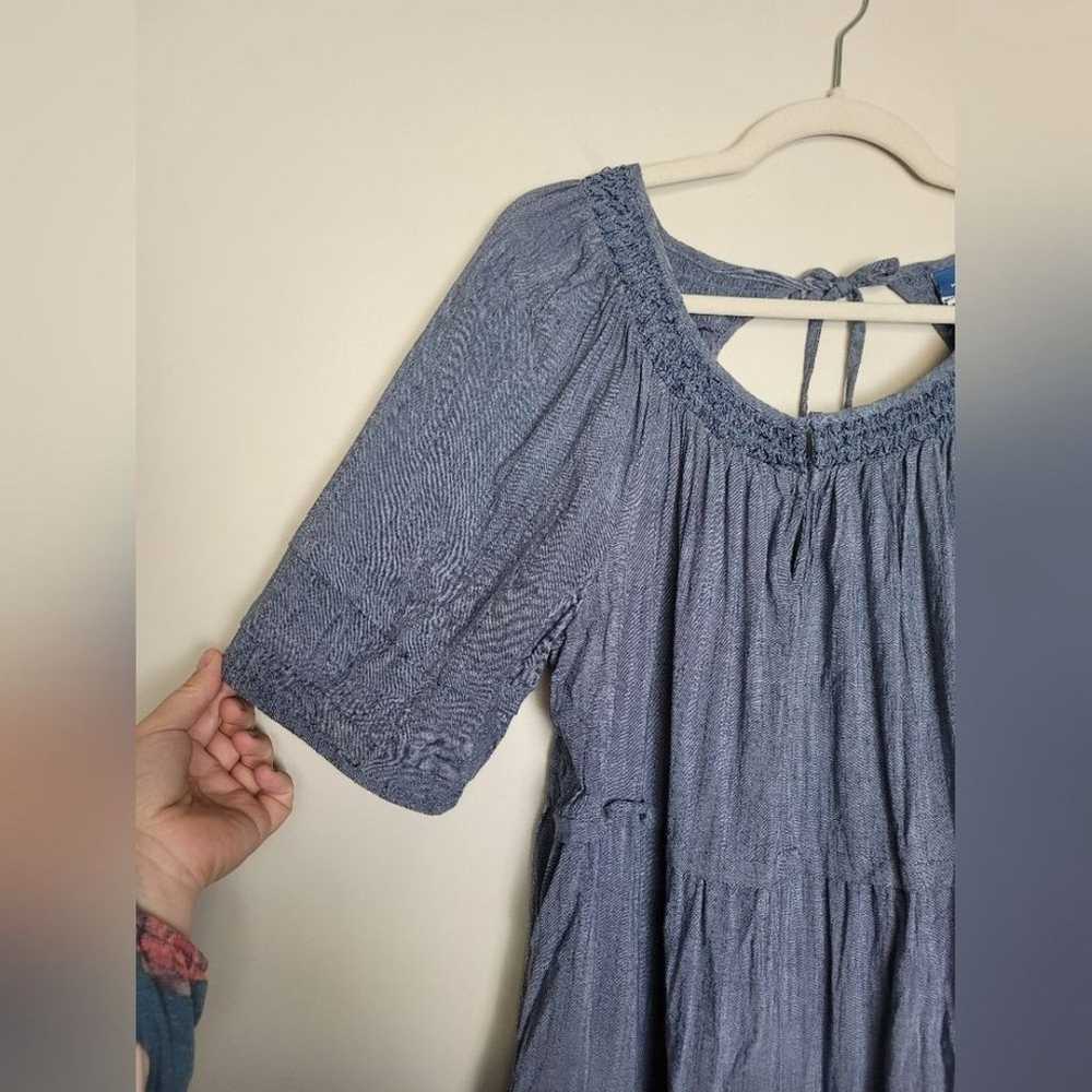 Old Navy Chambray Dress Tiered Boho Tassels Pocke… - image 9