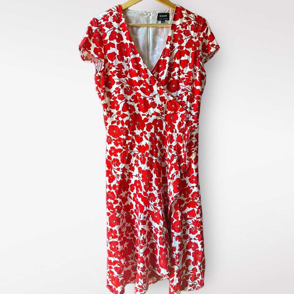 Bardot Faux | 10 Large Wrap Dress Poppy Red Flora… - image 1