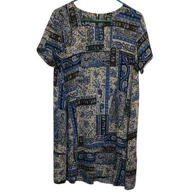 LOLA Made in Italy Boho Patterned Tunic Dress Gol… - image 1