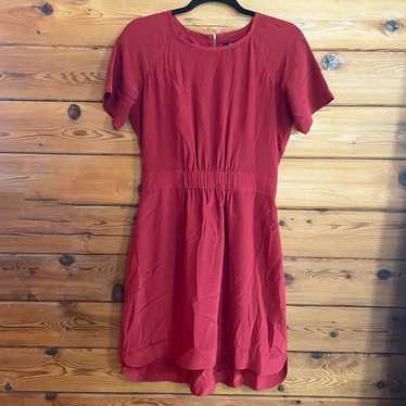 Madewell Silk Cinch Waist Red Dress Size 6 - image 1