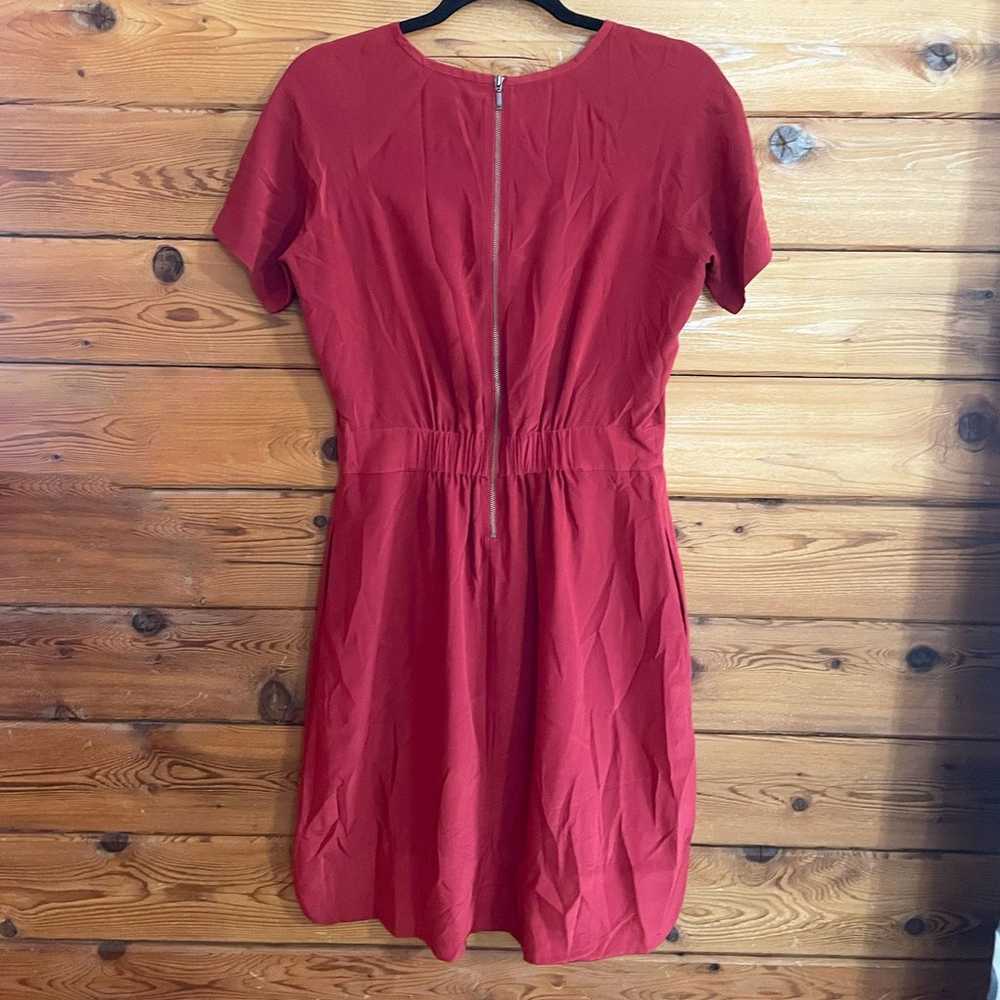 Madewell Silk Cinch Waist Red Dress Size 6 - image 2