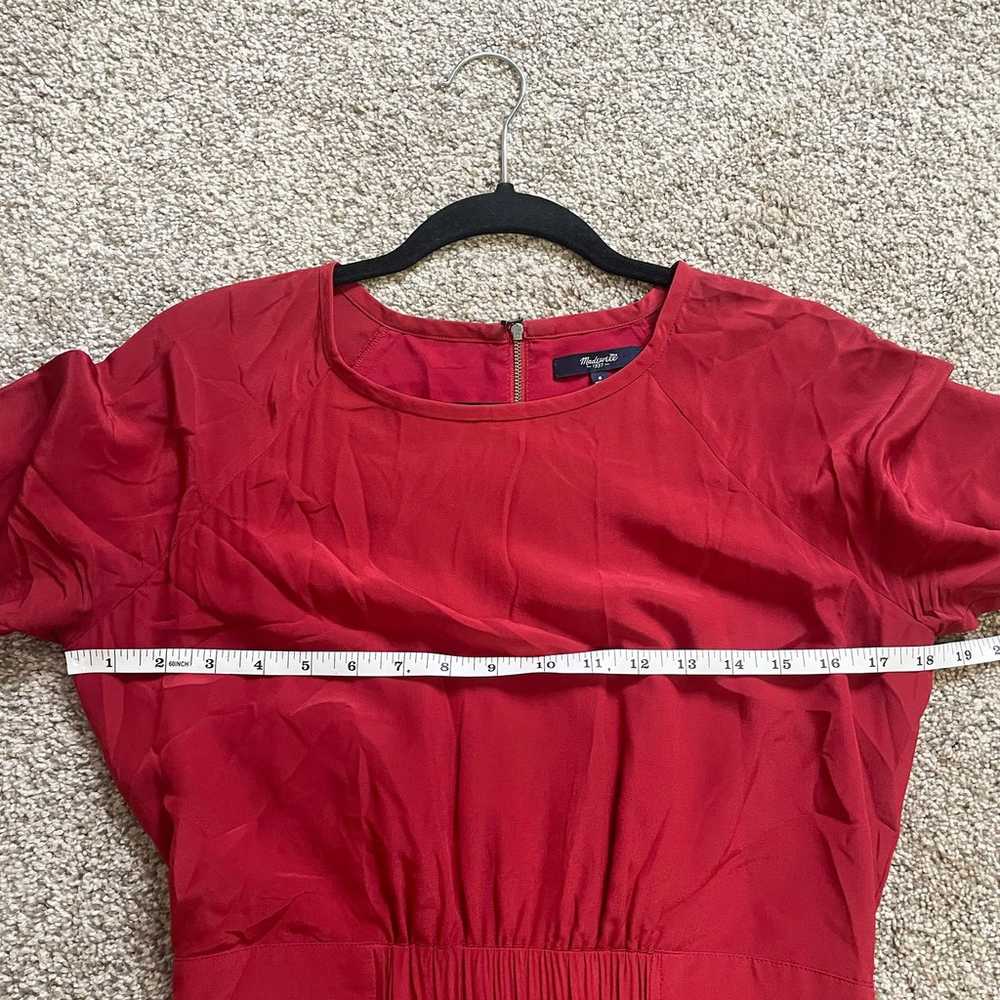 Madewell Silk Cinch Waist Red Dress Size 6 - image 5