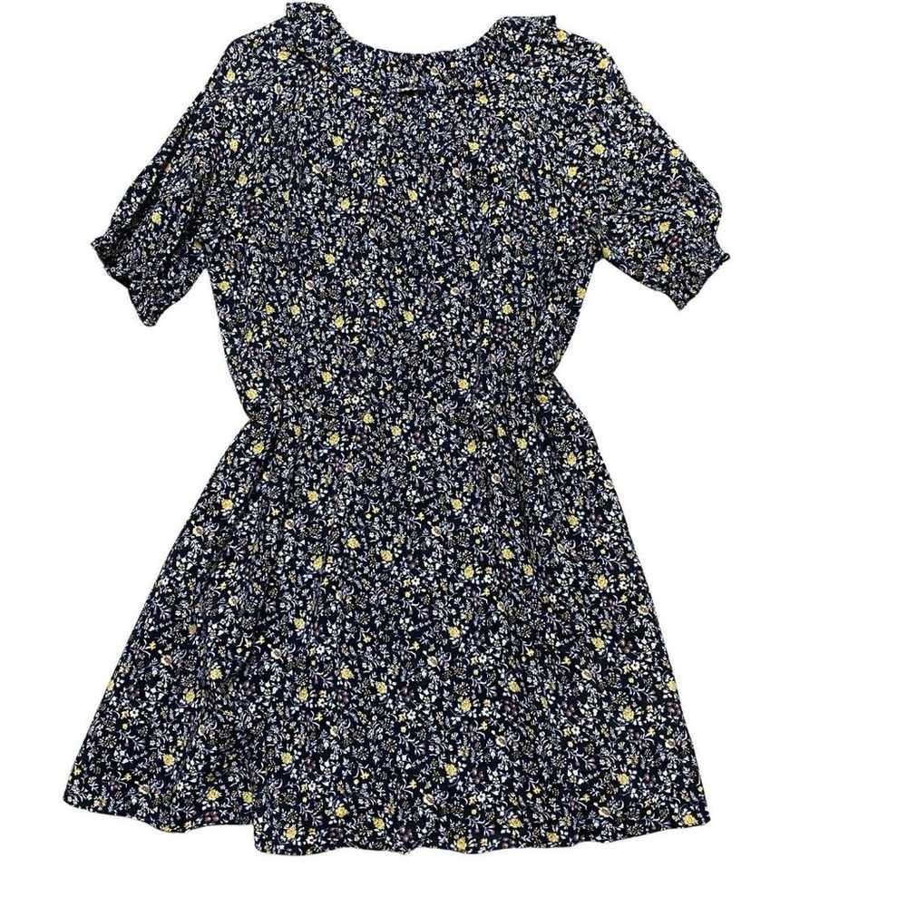 Madewell Black Floral Ruffle Collar Shirt Dress S… - image 2