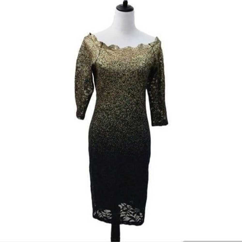 Marina Two Toned Gold and Black Lace Dress Lined … - image 1