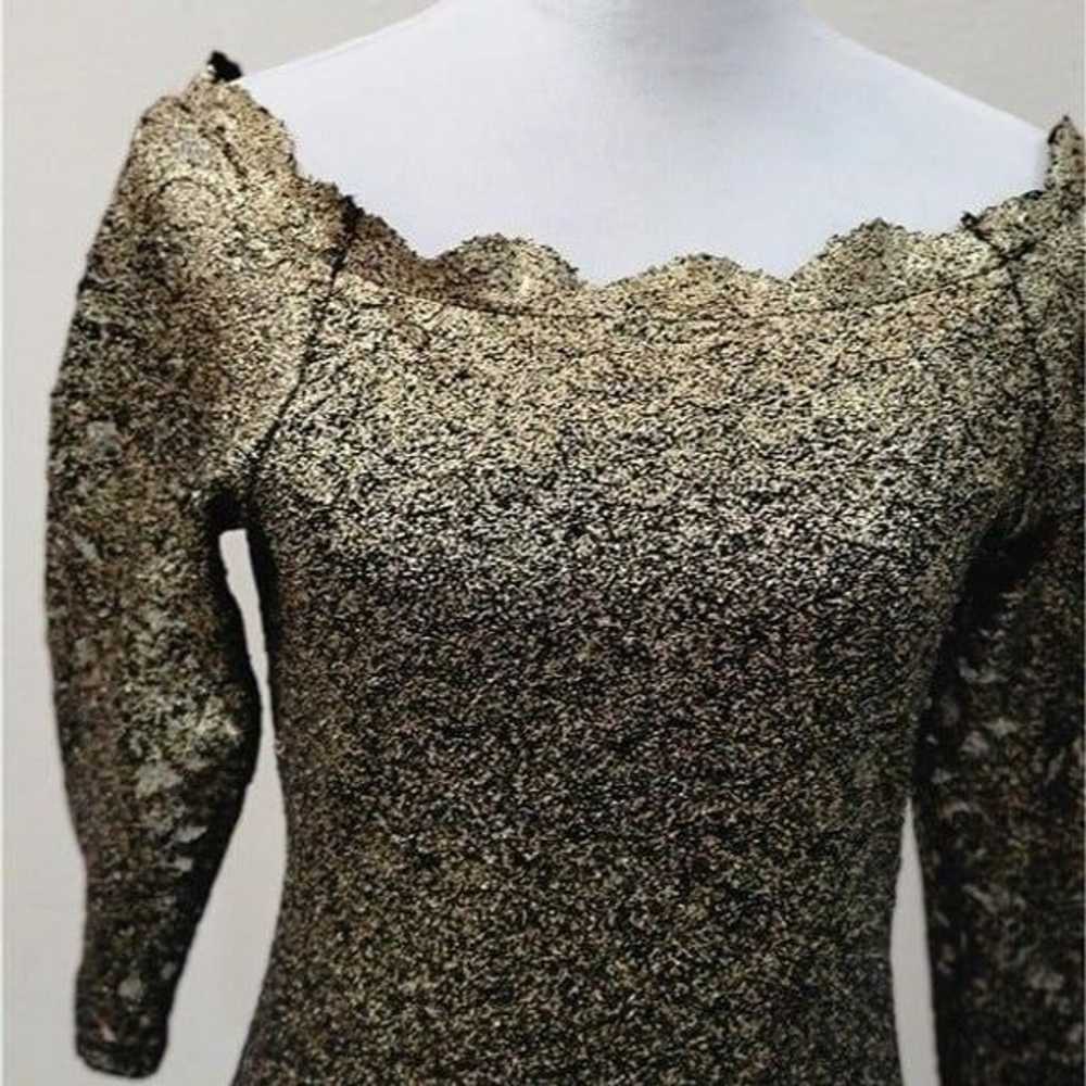 Marina Two Toned Gold and Black Lace Dress Lined … - image 3