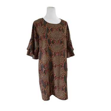 Veronica M Snakeskin Flutter Sleeve Dress Size Lar