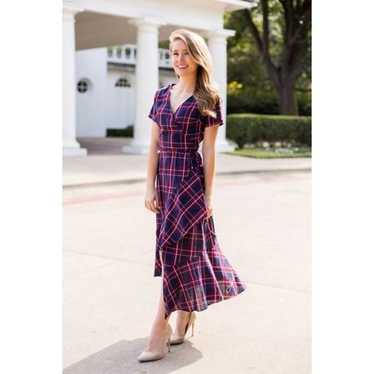 The Impeccable Pig Navy Plaid Wrap Dress Size Sma… - image 1