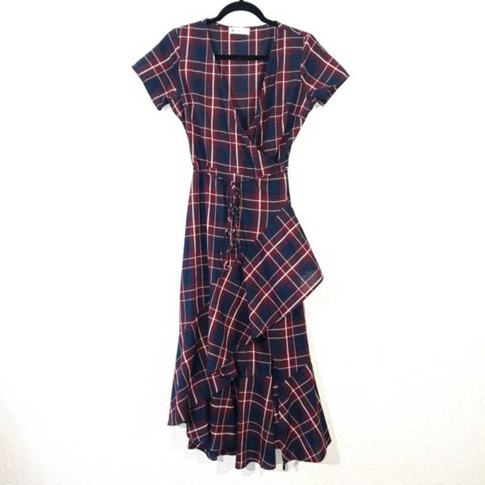 The Impeccable Pig Navy Plaid Wrap Dress Size Sma… - image 2