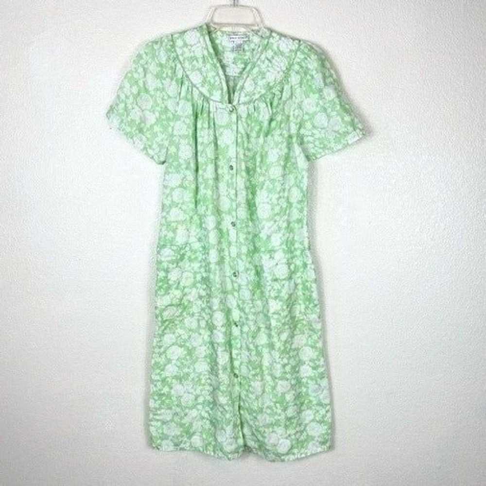 Green & White Rose Floral Granny Nightgown Dress - image 3