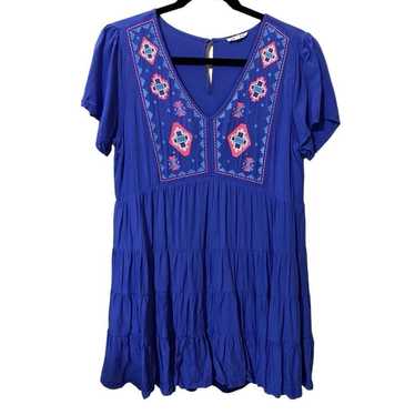 JODIFL Women's Small Blue Embroidered Tiered Baby… - image 1