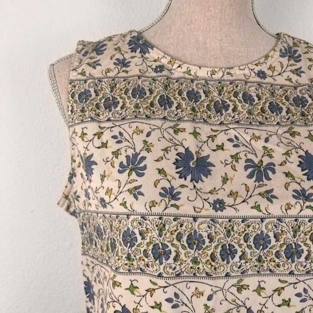 A.M.I. Vintage Women White Denim Floral Sleeveles… - image 2