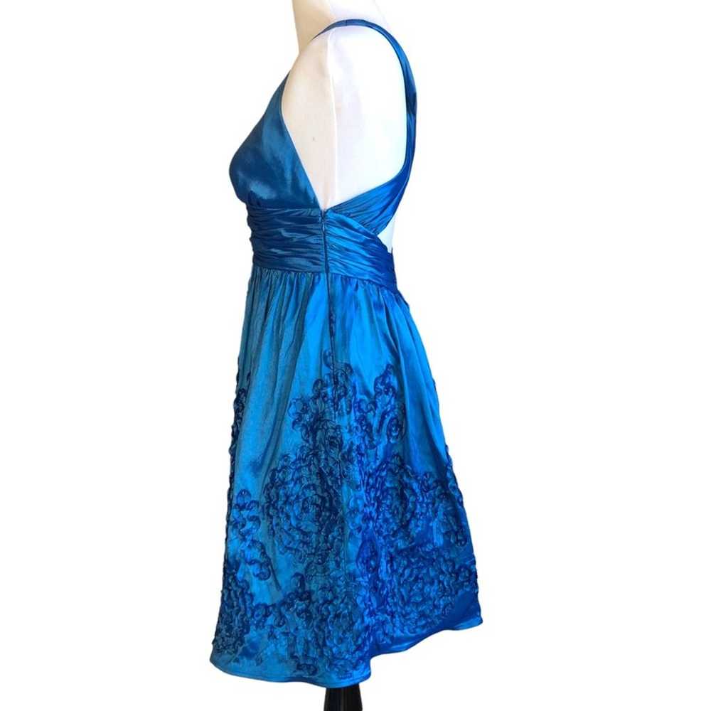 Adrianna Papell halter dress rosette blue sz 8/10… - image 3