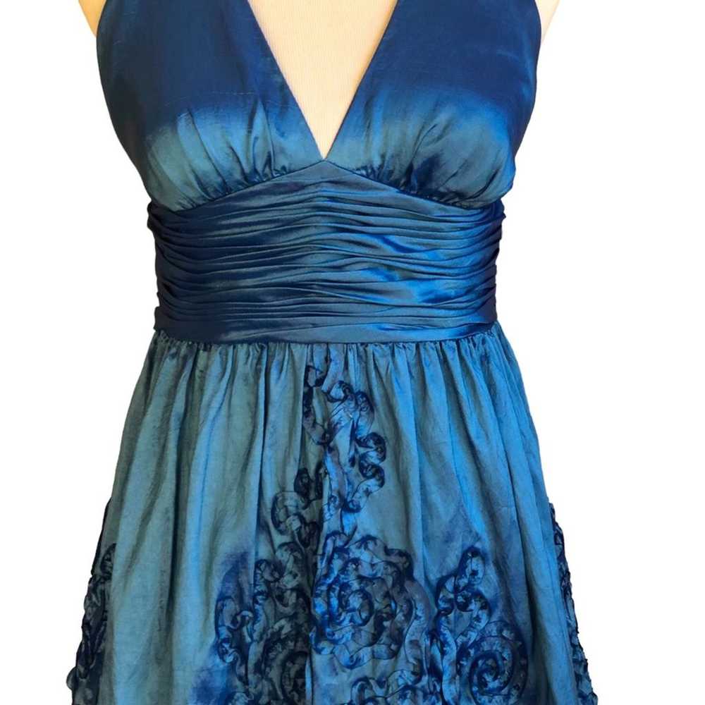 Adrianna Papell halter dress rosette blue sz 8/10… - image 6