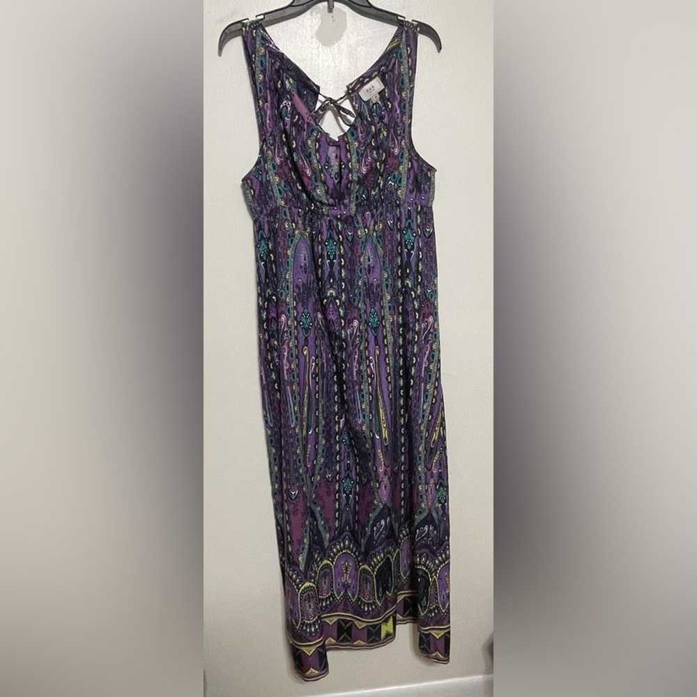 ECI Purple Floral and Abstract Maxi Dress Size 12 - image 1