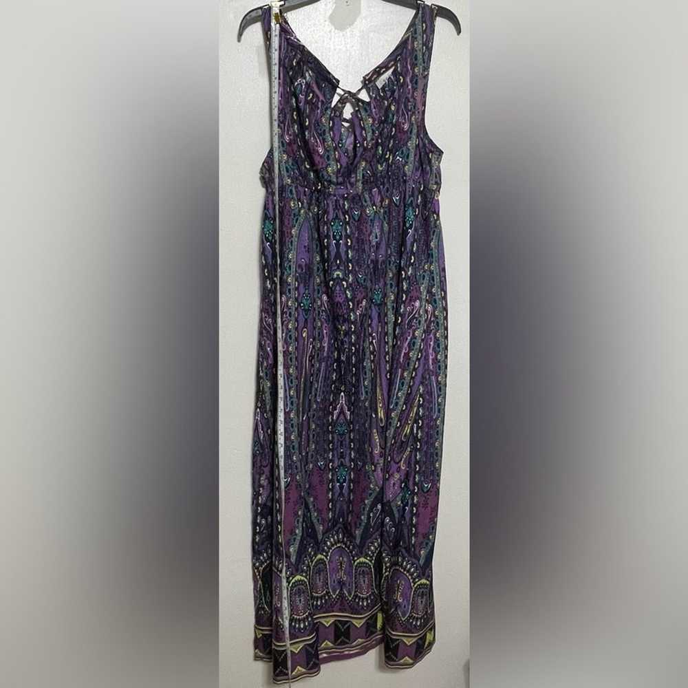 ECI Purple Floral and Abstract Maxi Dress Size 12 - image 2