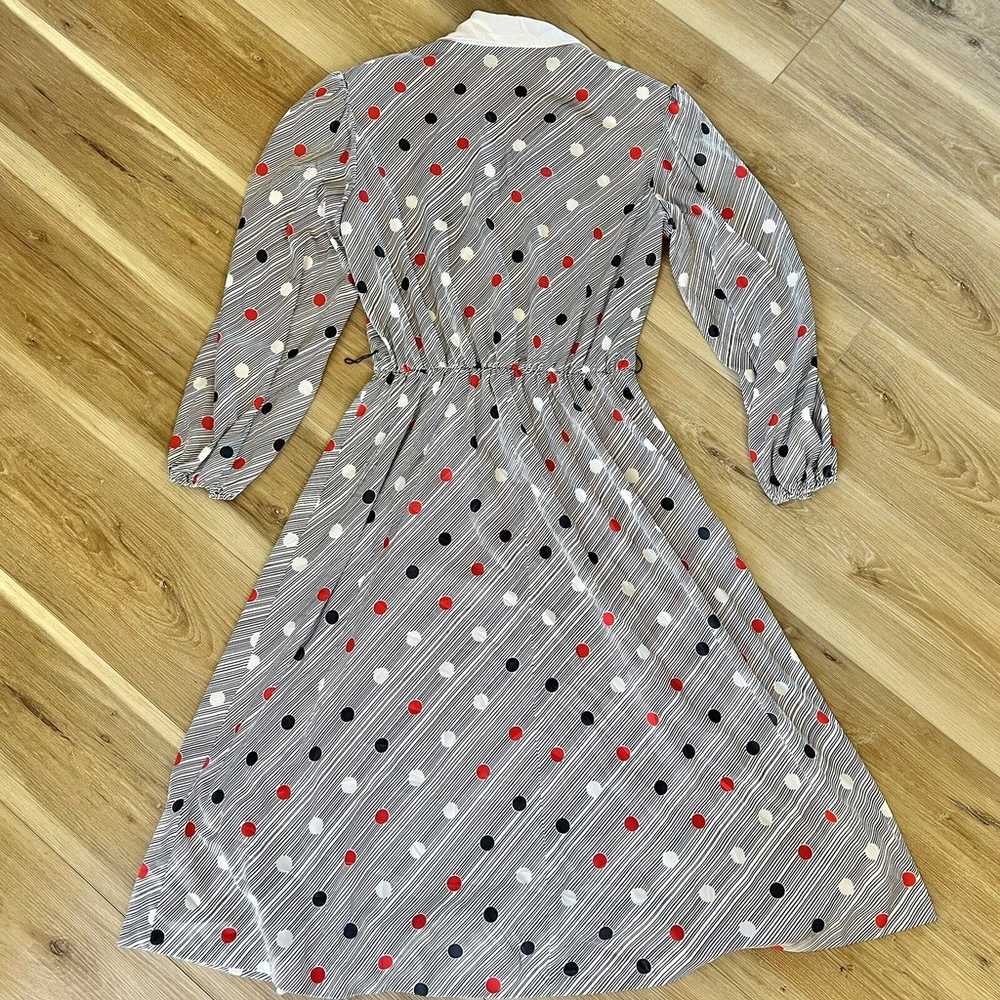 VTG Jennifer Gee Dress Stretch Waist Polka Dots S… - image 3